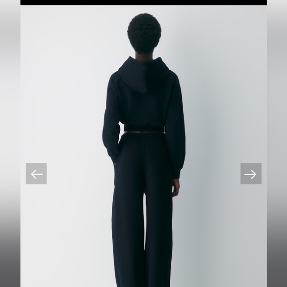 Zara Black Cropped Sweater with Hoodie - Picture 4 of 5